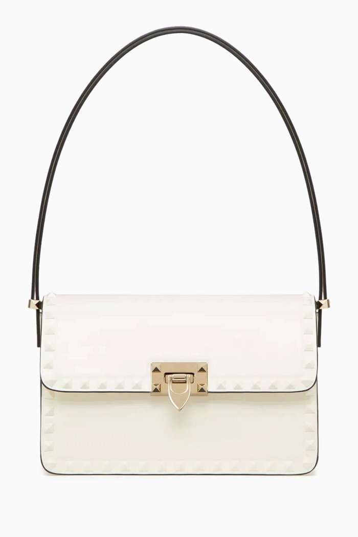

Valentino Garavani Small Rockstud23 Shoulder Bag in Leather, Neutral