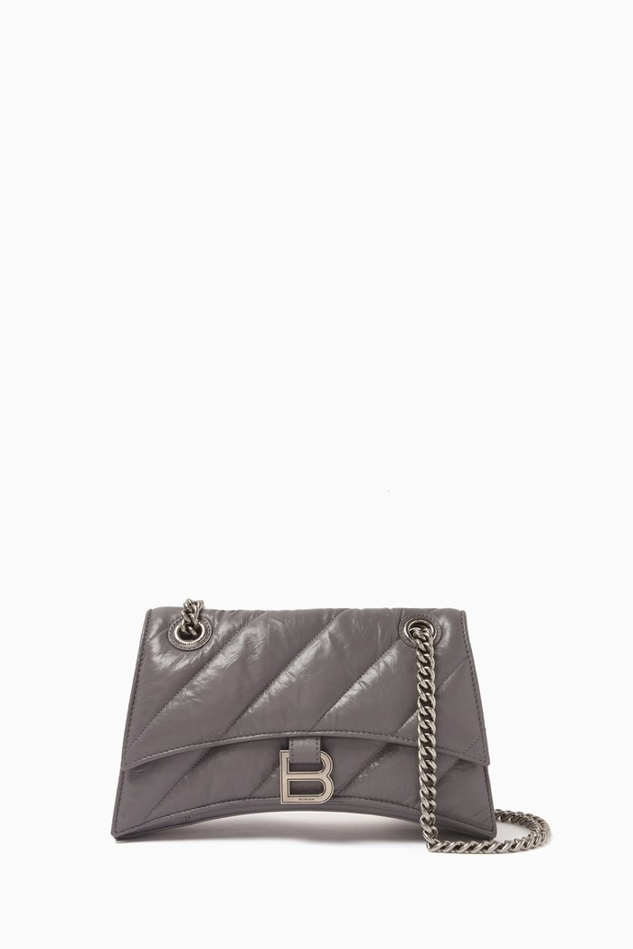 

Small Crush Chain Bag in Calfskin Leather, Grey