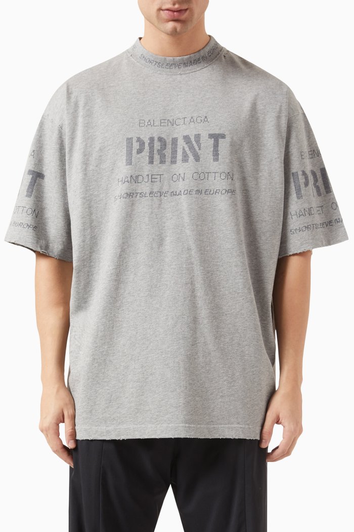 

Graphic Print T-shirt in Cotton, Grey
