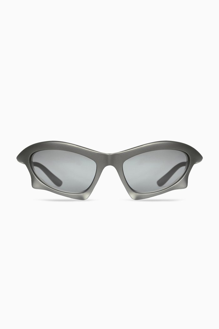 Bat Rectangle Sunglasses in Nylon, Silver