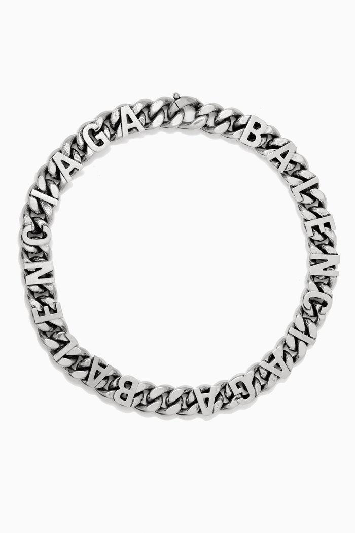 

Chain Logo Necklace in Silver Brass