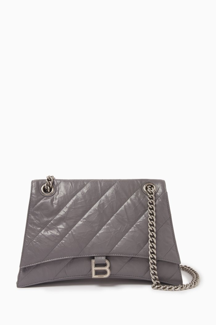 

Medium Crush Chain Bag in Calfskin Leather, Grey
