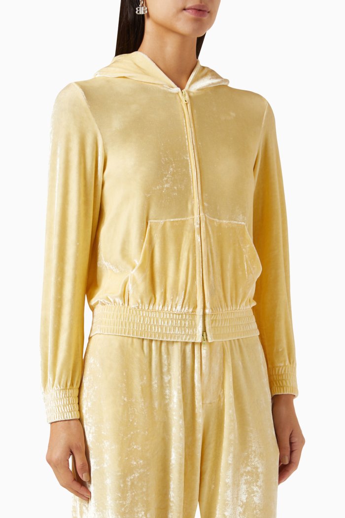 

BB Paris Strass Zip-up Hoodie in Velvet, Neutral