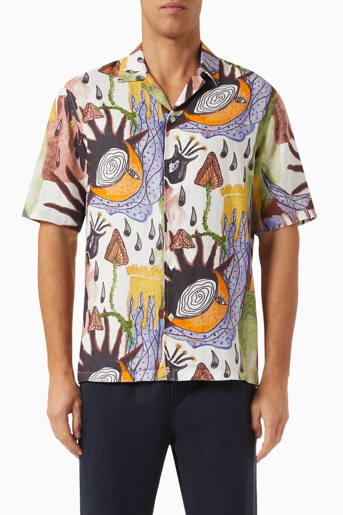 

Oscar AX Shirt in Linen, Multicolour
