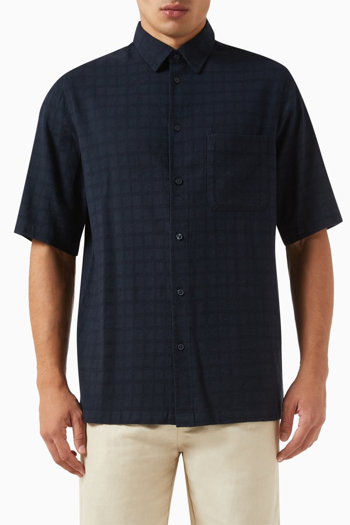 Taro FJ Shirt in Organic Cotton, Blue