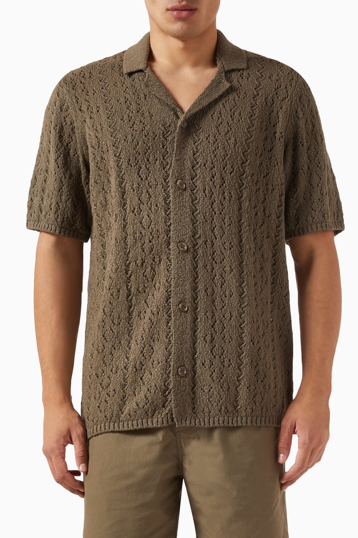 

Bear Polo Shirt in Knitted Cotton, Grey
