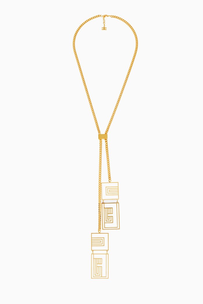 

EF Pendant Lariat Necklace, Gold