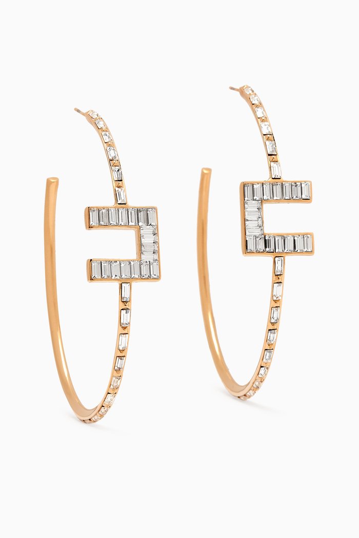 

Logo Hoop Earrings in Metal, Gold