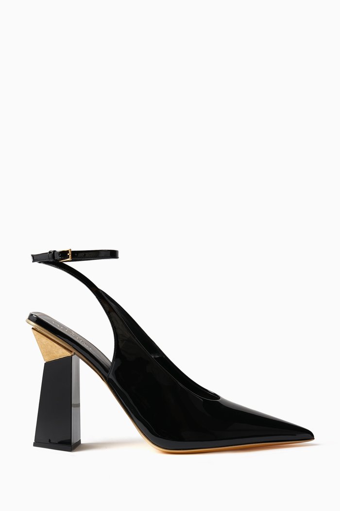

Valentino Garavani One Stud Hyper 105 Slingback Sandals in Patent Leather, Black