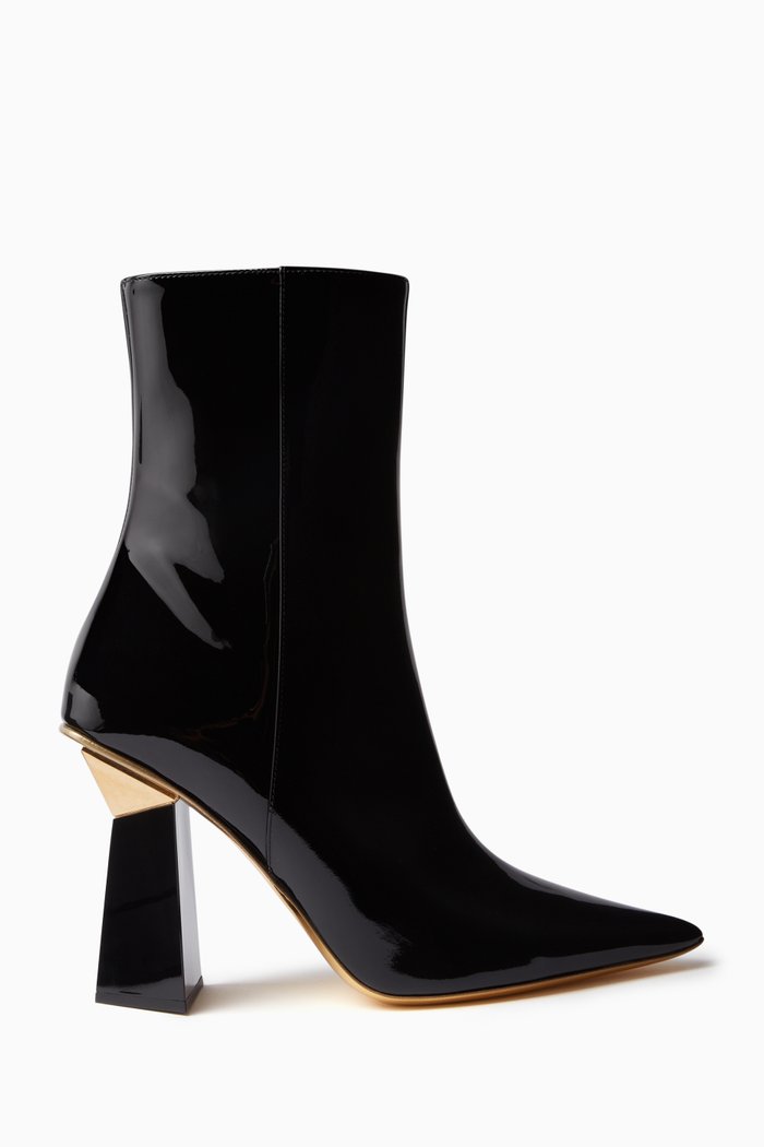 

Valentino Garavani One Stud Hyper Boots in Patent Leather, Black