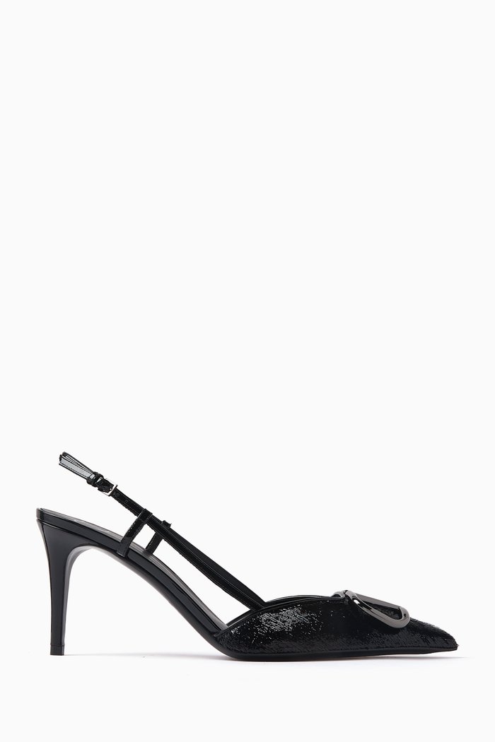 

Valentino Garavani VLOGO Slingback Pumps in Lurex, Black