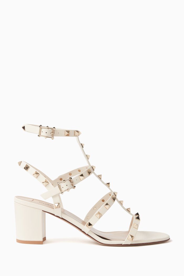 

Valentino Garavani Rockstud 60 Sandals in Leather, White