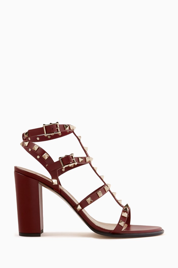 

Valentino Garavani Rockstud 90 Sandals in Calf Leather, Red