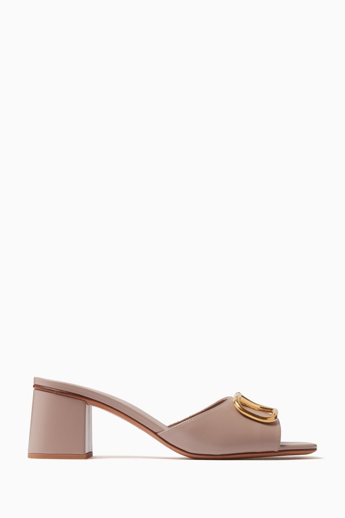 

VLOGO Signature 60 Mules in Vitello Leather, Neutral