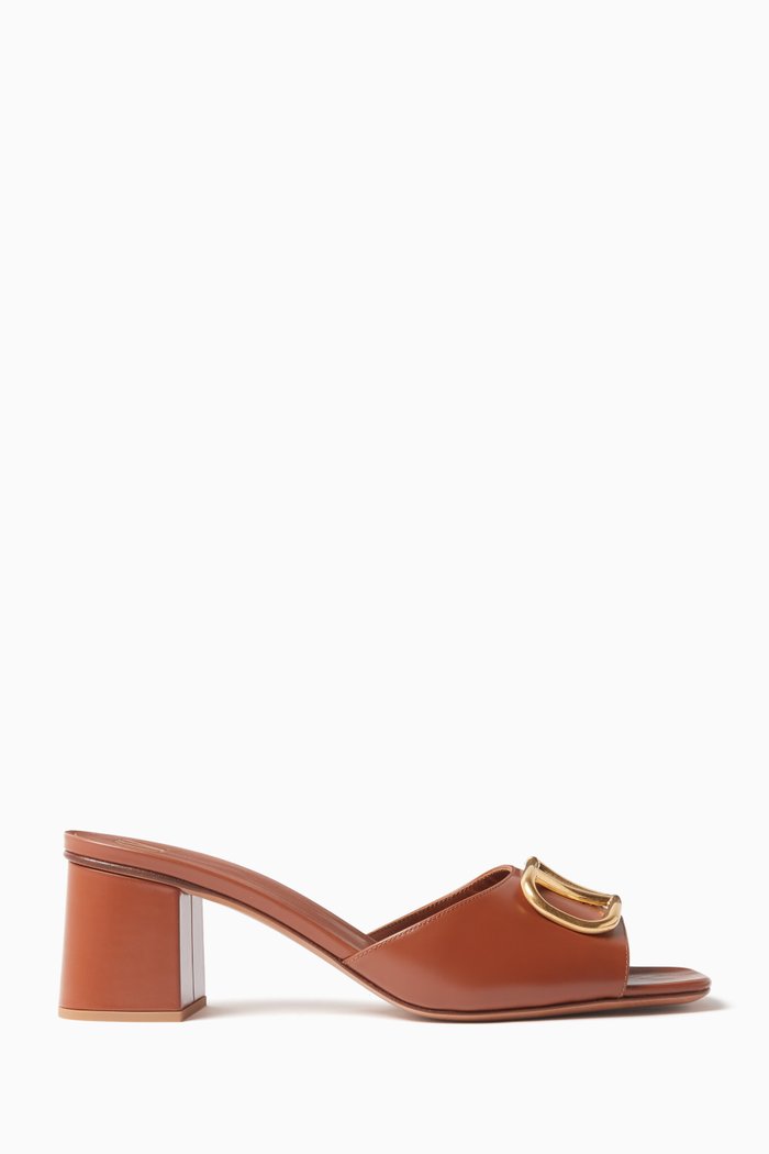 Valentino Garavani VLOGO Signature 60 Mules in Vitello Leather, Brown