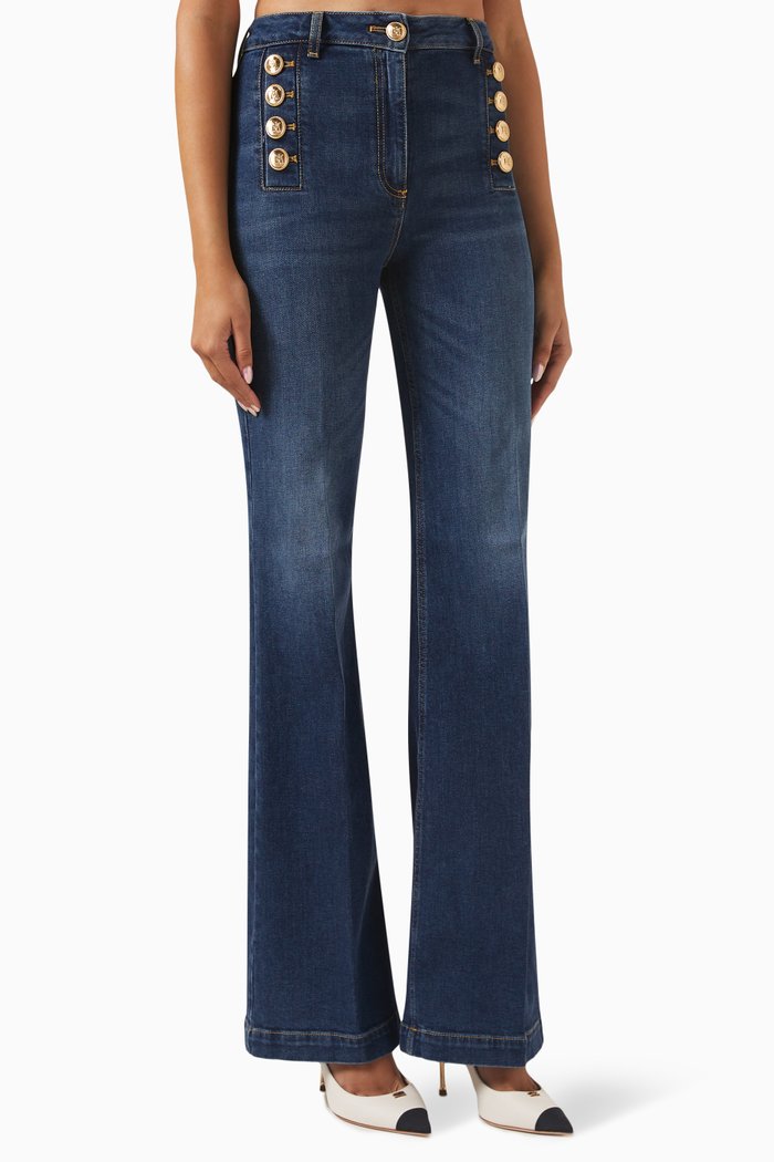 

Flared High-rise Jeans, Blue