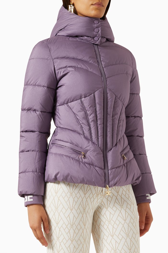 Bustier Stitching Padded Jacket in Voile, Pink