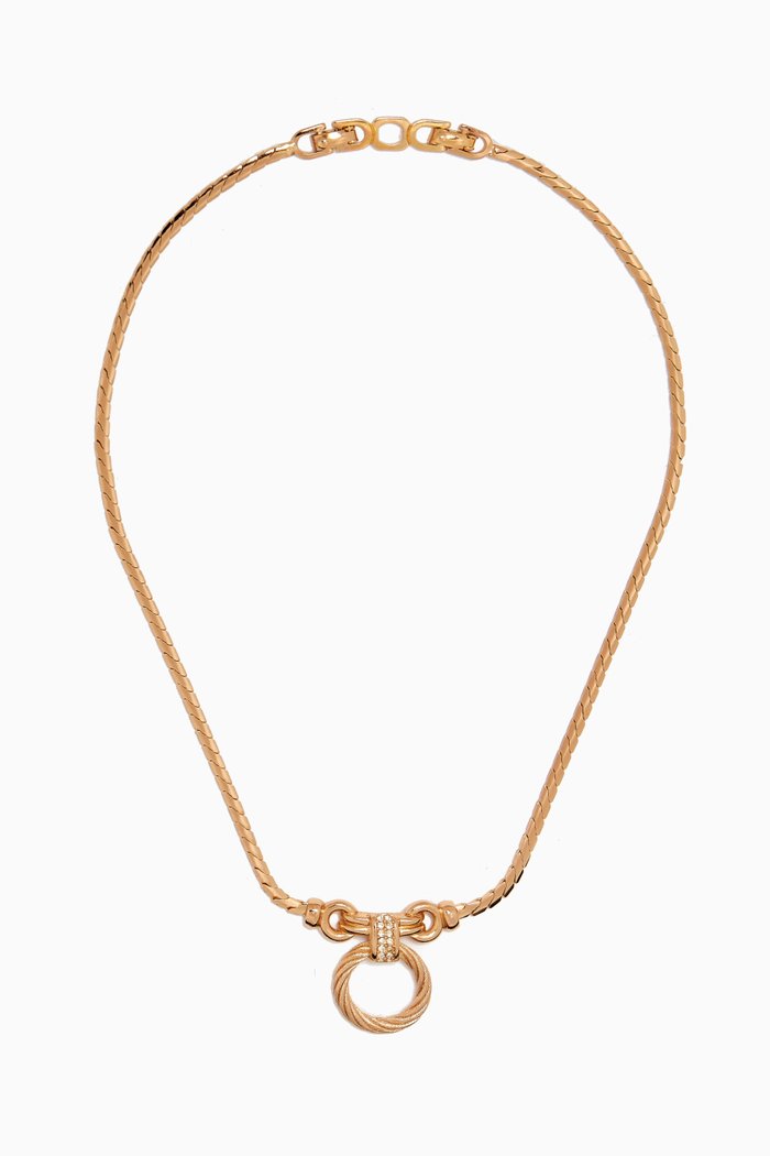 

1980s Crystal Chain Necklace, Gold