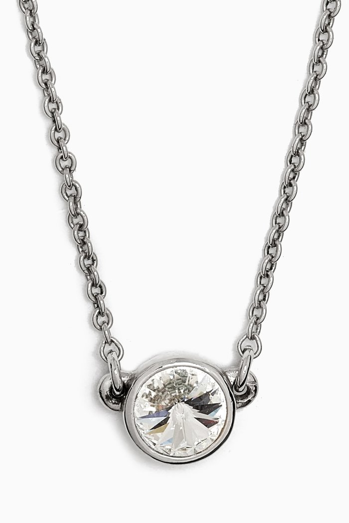 

1980s Crystal Pendant Necklace, Silver