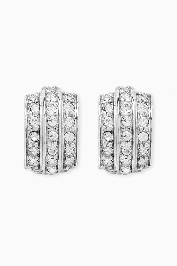 

1980s Crystal Clip-on Earrings, Silver