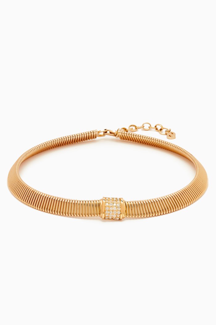 

1980s Crystal Flex Collar Necklace, Gold