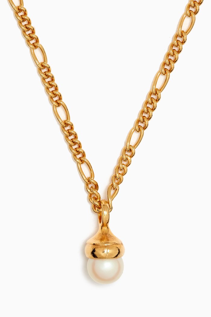 

Rediscovered 1990s Faux Pearl Pendant Necklace, Gold