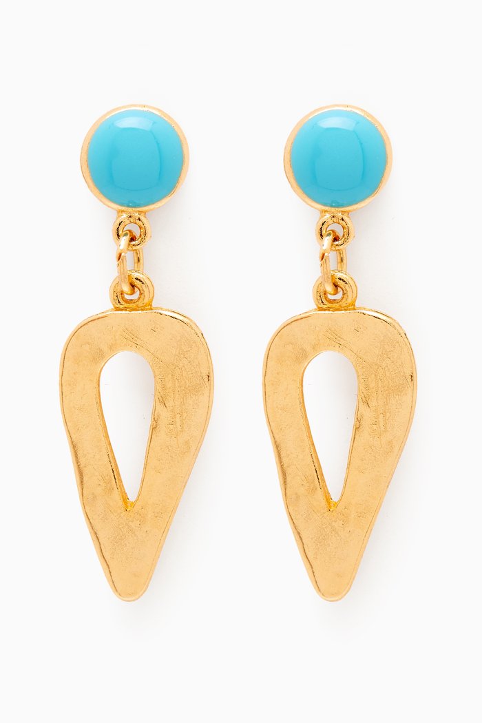 

Rediscovered 1980s Faux Turquoise Earrings, Gold