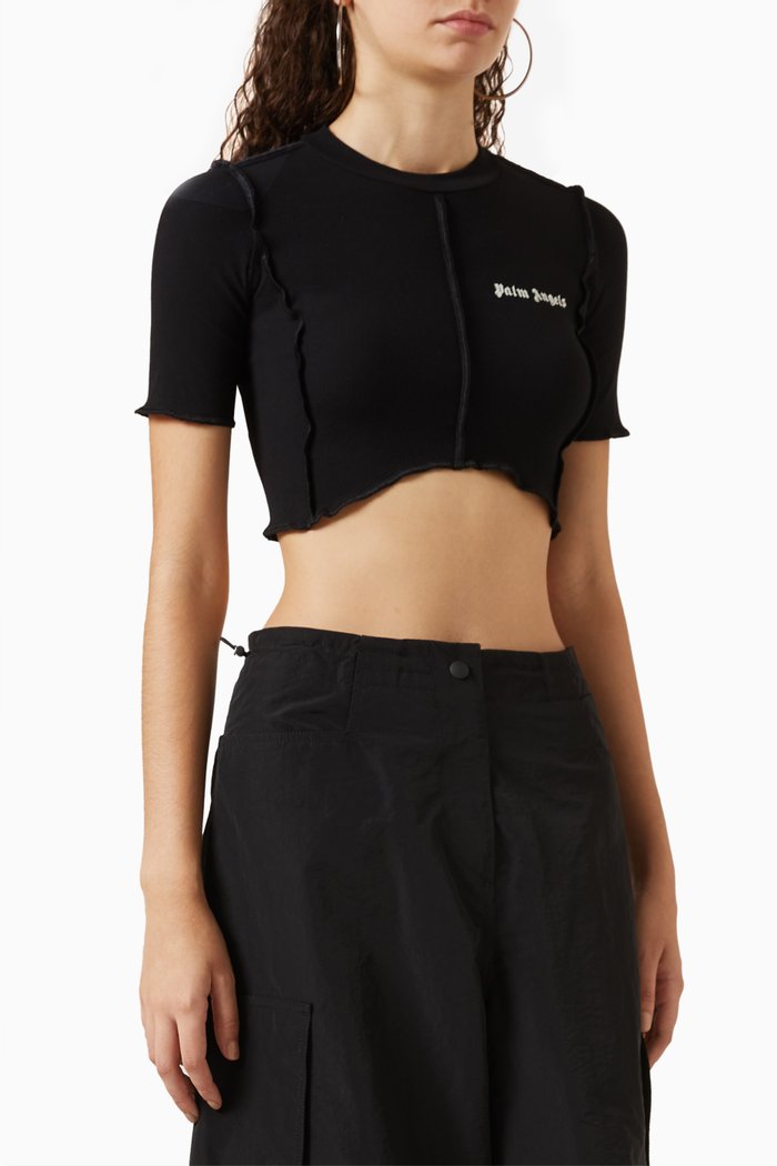 Classic Logo Crop T-shirt in Cotton-jersey, Black