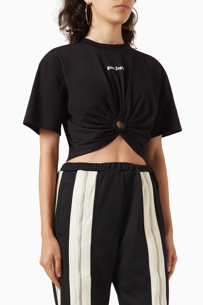 Classic Logo Ring Crop T-shirt in Cotton-jersey, Black