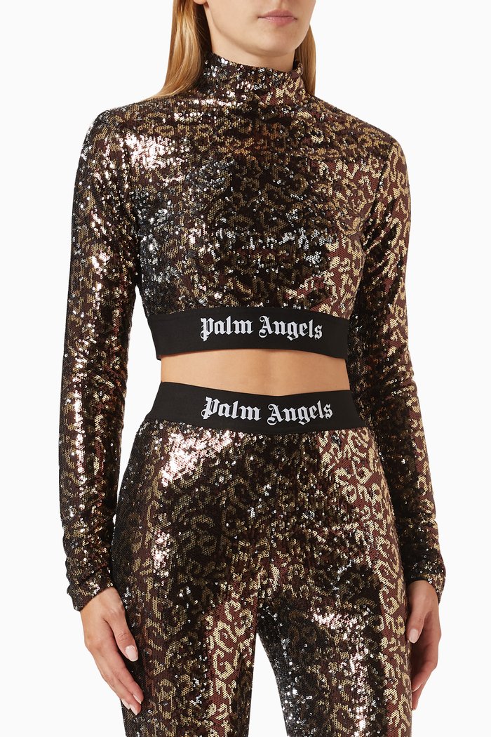 

Logo Strap Sequin Crop Top in Sequin, Multicolour