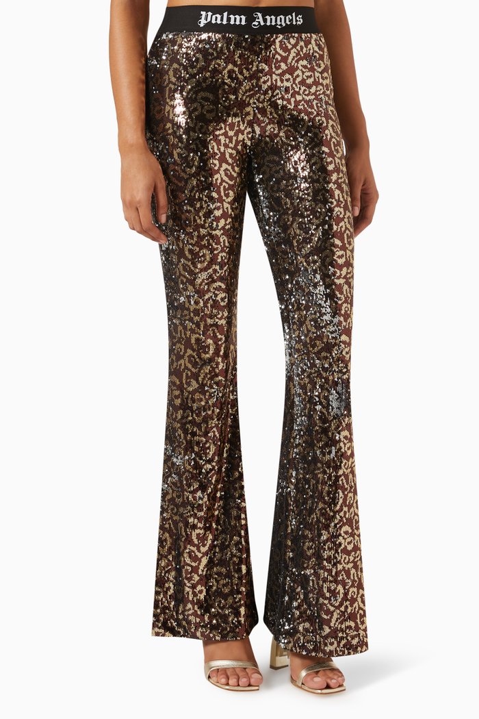 

Logo-tape Sequinned Pants, Multicolour