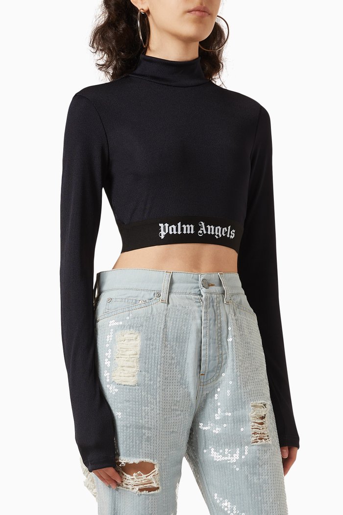

Logo-tape Skin Crop T-shirt in Stretch-jersey, Multicolour
