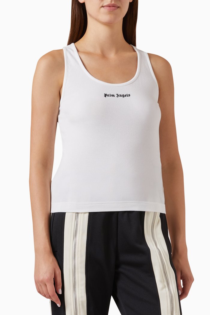 

Classic Logo Tank Top in Rib Knit, White
