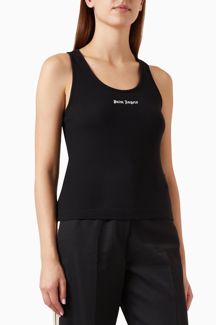 

Classic Logo Tank Top in Rib Knit, Black
