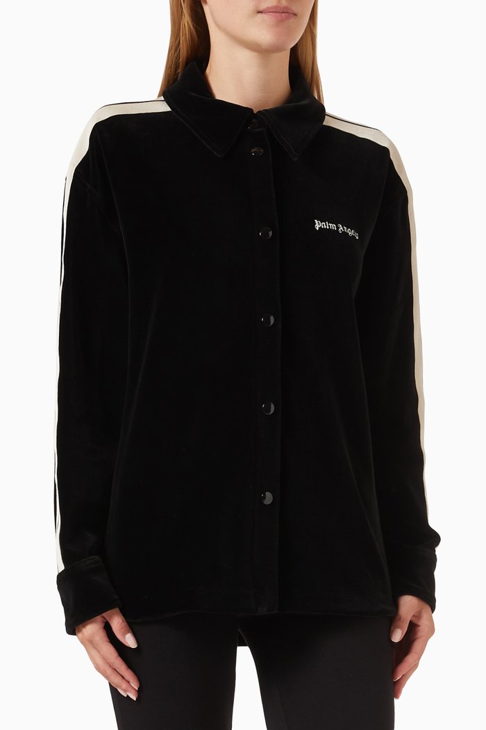 

Logo-embroidered Track Shirt in Velvet, Black