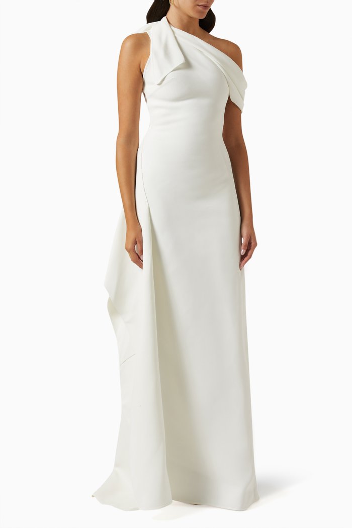 

Rigorous One-shoulder Gown, White