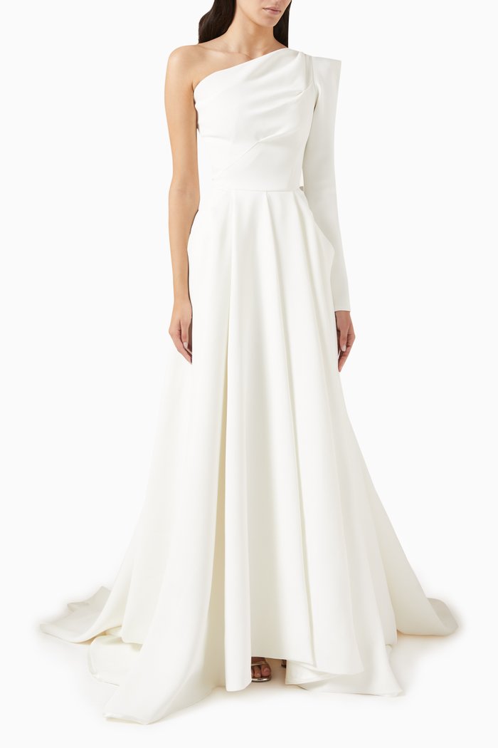 

Audacity One-shoulder Gown, White