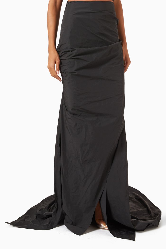 

Tenacity Drape Maxi Skirt in Taffeta, Black