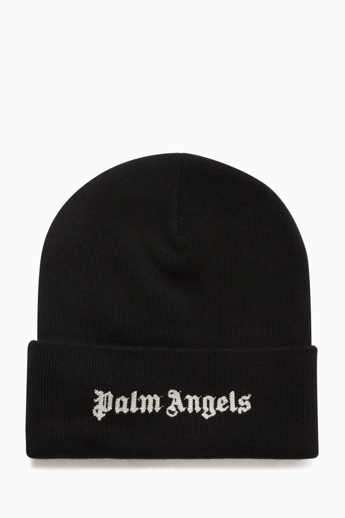 

Logo Embroidered Beanie in Wool, Black