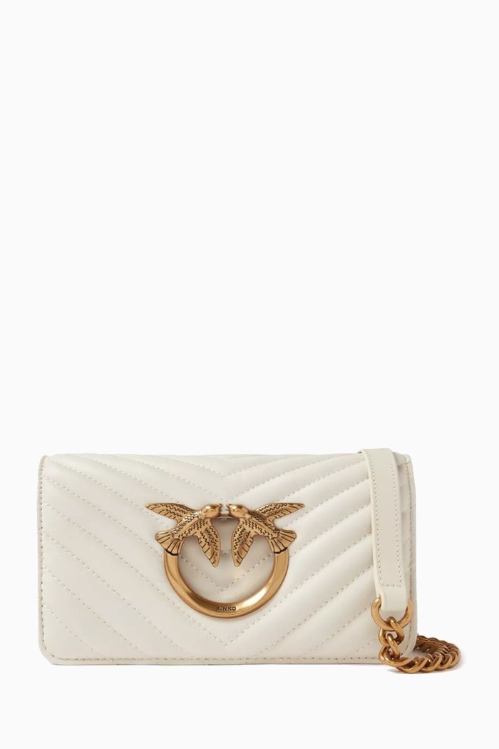 

Mini Love Click Baguette Bag in Quilted Leather, White