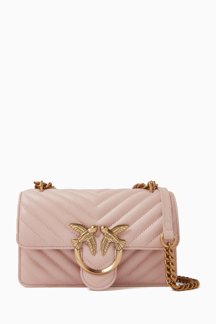 

Mini Love Icon Crossbody Bag in Quilted Leather, Pink