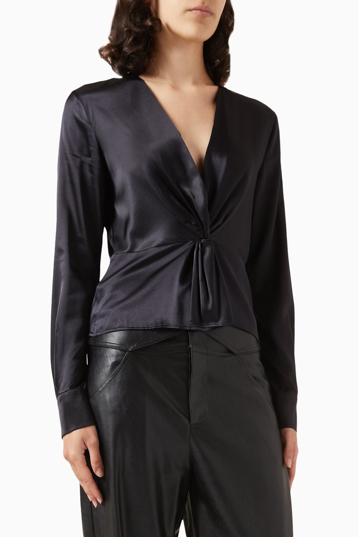 Baradero Twist Top in Silk, Black