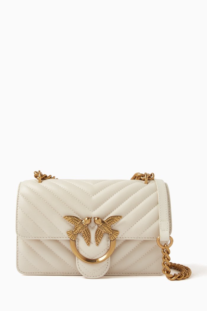 

Mini Love Icon Crossbody Bag in Quilted Leather, White
