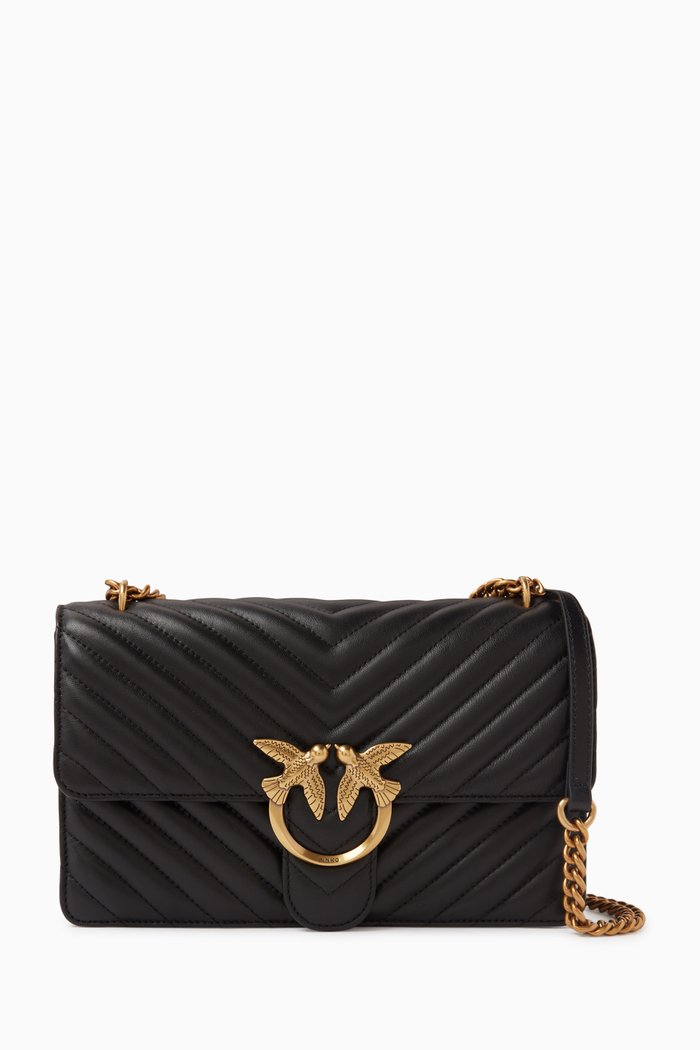 

Love One Classic Crossbody Bag in Quilted Leather, Black