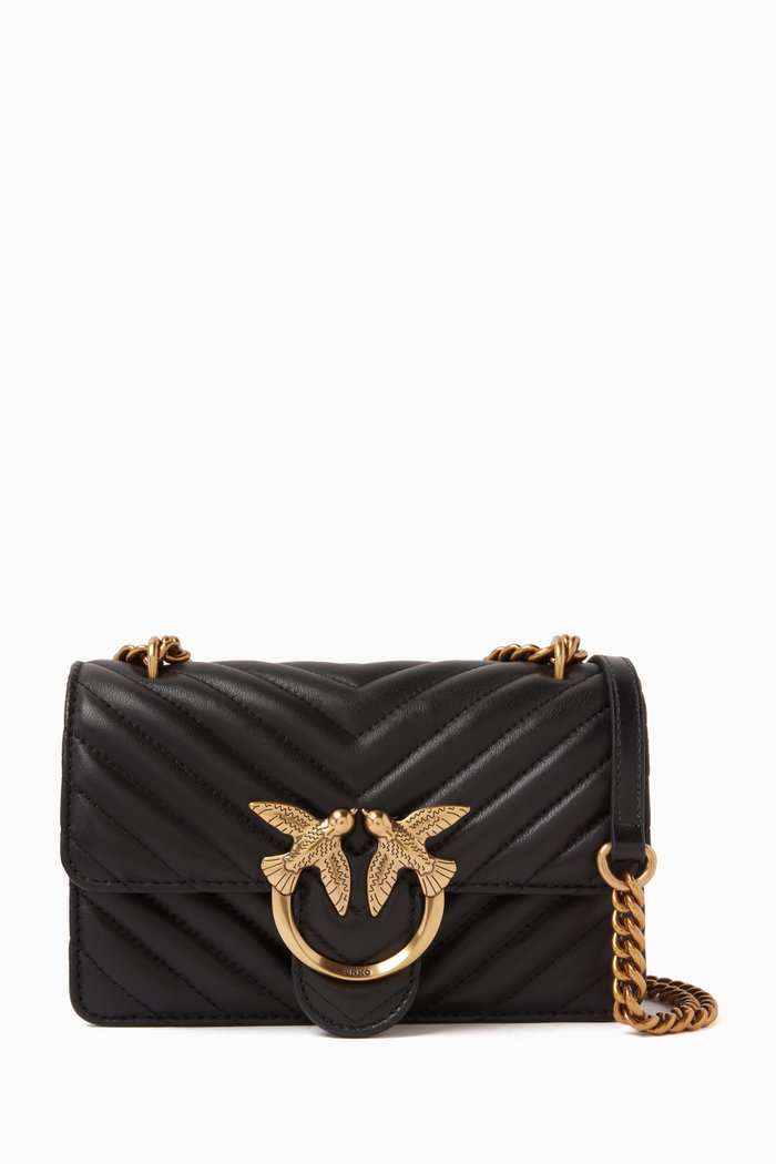 

Mini Love Icon Crossbody Bag in Quilted Leather, Black