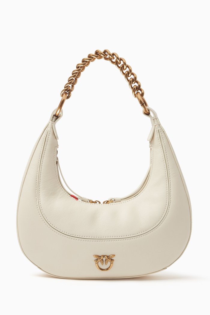 

Love Birds Mini Hobo Bag in Calf Leather, White