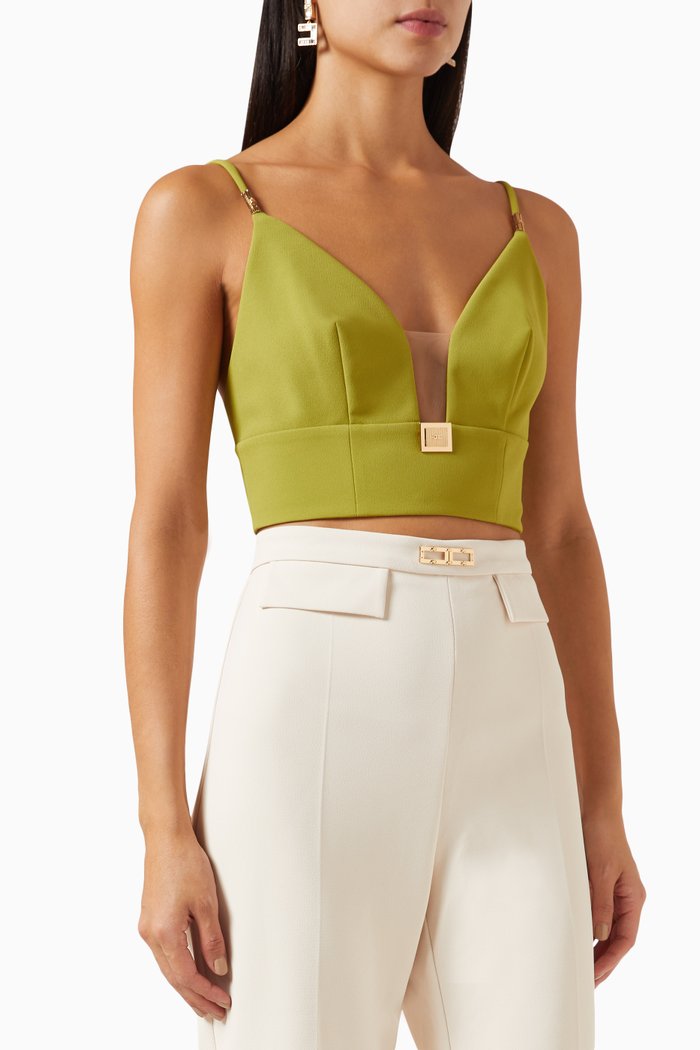 

Crop Bustier Top in Crepe, Green