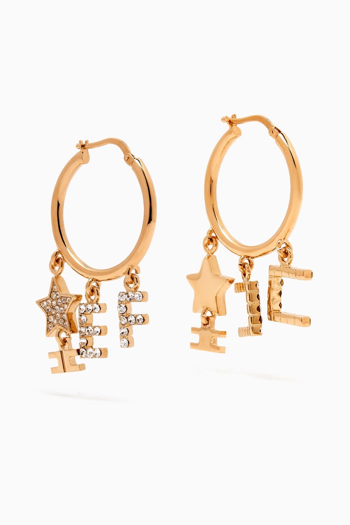 

Charm Hoop Earrings in Metal, Gold