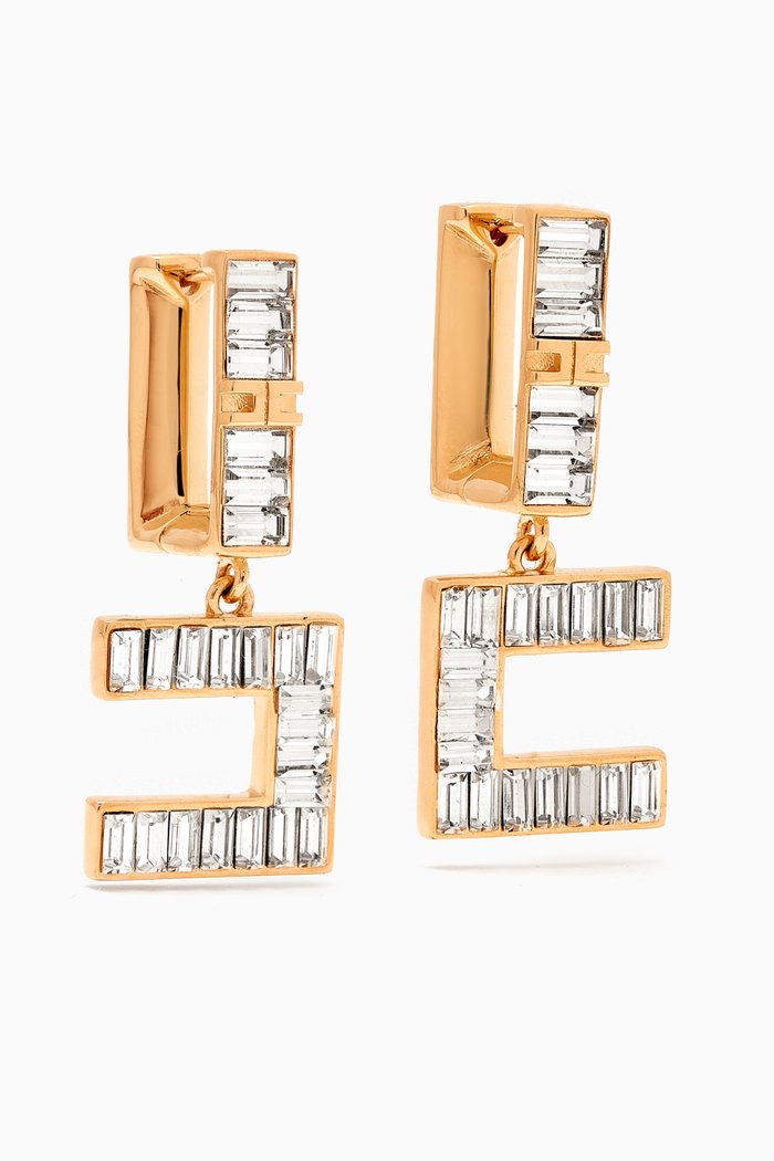 

Rhinestone Earrings in Metal, Gold