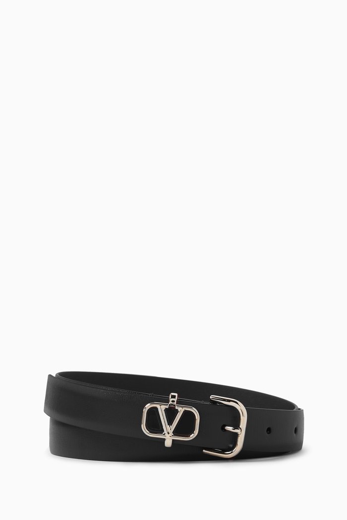 

Valentino Garavani VLOGO Signature Belt in Leather, Black